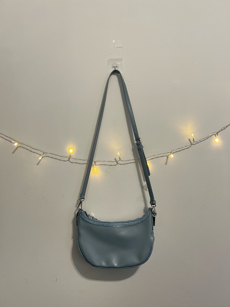 Like Dreams Pastel Blue Leather Crossbody Purse Bag W/ Braided Handle